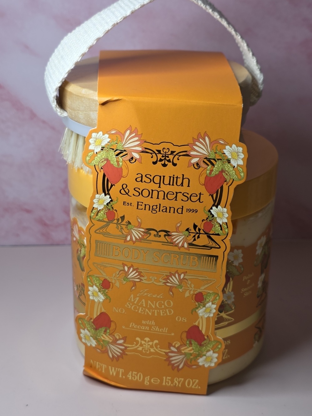 Asquith & Somerset Fresh Mango Scented Body Scrub & Exfoliating Brush Gift Set